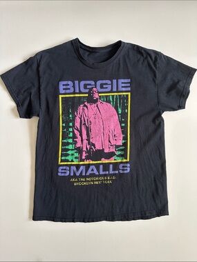 1990’s Biggie Smalls Graphic Tee in Black with Pink & Purple Print
